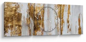 Tablou - Abstract auriu (cu ceas) (90x30 cm)