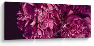 Tablou - Floarea bujorului (cu ceas) (90x30 cm)