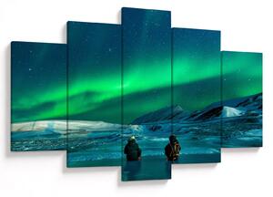Tablou cu oameni la Aurora borealis (150x105 cm)