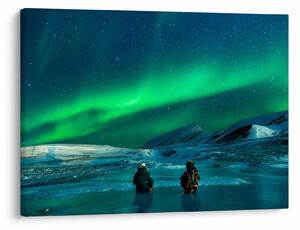 Tablou cu oameni la Aurora borealis (70x50 cm)