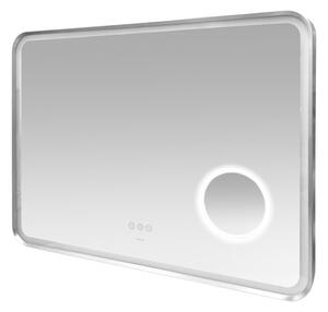 Mereo, Oglindă pătrată Mereo 80x60 cm, iluminare LED și dezaburitor, oglindă cosmetică, ramă gri oțel, MER-CN173S