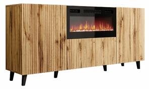 Bufet Comes I, Stejar Wotan, Negru, MDF, PAL laminat, 83x181x42cm, 70 kg