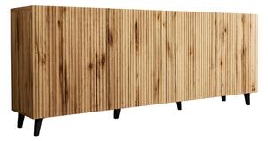 Bufet Comes, Stejar Wotan, Negru, MDF, PAL laminat, 83x201x42cm, 64.5 kg