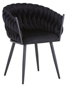 Scaun Vivian catifea negru picioare metal negru 61x55x80 cm
