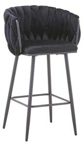 Scaun bar Vivian catifea neagra picior metal negru 57x50x100 cm