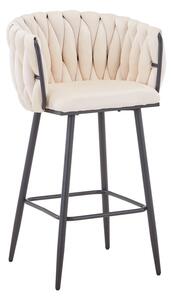 Scaun bar Vivian catifea bej picior metal negru 57x50x100 cm