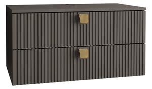 Cabinet atârnat pentru baie Panium, Gri, PAL laminat, MDF, 42x80x46cm, 24 kg