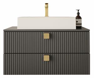 Cabinet atârnat pentru baie Panium, Gri, MDF, PAL laminat, 42x80x46cm