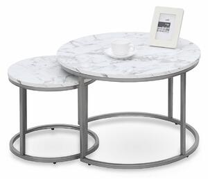 Set de măsuțe de cafea Houston 1399, Marmură albă, Argint, Metal, 40cm, 8 kg
