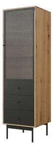 Raft Comfivo Granium, Stejar artizan, Negru, Sticlă, PAL laminat, 180x52x48cm, 49 kg