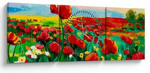 Tablou - Câmp cu maci (cu ceas) (90x30 cm)