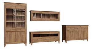 Set de living Lirmora 125, Larice Sibu auriu, PAL laminat, Sticlă călită