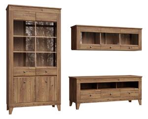 Set de living Lirmora 125, Larice Sibu auriu, PAL laminat, Sticlă călită