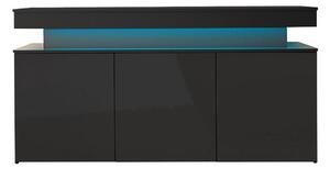 Bufet Monfero, Negru, Negru lucios, MDF, PAL laminat, 83x160x39cm, 60 kg