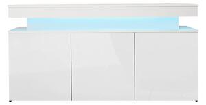 Bufet Monfero, Alb, Alb lucios, MDF, PAL laminat, 83x160x39cm, 60 kg