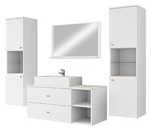 Set baie Salus III, Marmură albă, Alb, PAL laminat