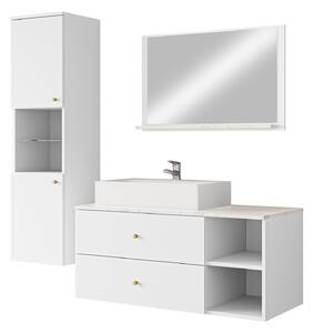 Set baie Salus II, Marmură albă, Alb, PAL laminat