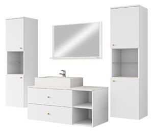 Set baie Salus III, Marmură albă, Alb, PAL laminat