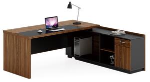 Birou pe colt dreapta Oscar nuc - antracit 200x180x76cm