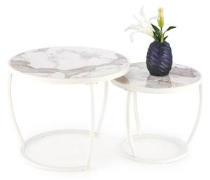 Set de măsuțe de cafea Houston 1658, Marmură albă, Alb, Metal, 50cm, 16 kg