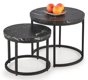 Set de măsuțe de cafea Houston 951, Marmură neagră, Negru, Metal, 45cm