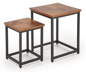 Set măsuțe laterale Houston 1726, Negru, Nuc, Metal, 49x40x40cm, 10 kg