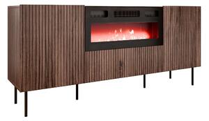 Bufet Fama I, Nuc, Negru, PAL laminat, MDF, 81x181x42cm