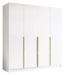 Dulap Closico Navor I, Auriu, Alb, 215x200x58cm, 165 kg, Uși dulap: Cu balamale, Numărul de rafturi: 9, Numărul de rafturi: 9