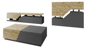 Set de living Comfivo Daldune II, Antracit, Stejar Wotan, PAL laminat
