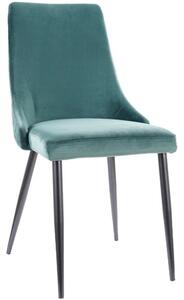 Scaun tapitat PIANO B, verde/negru, stofa catifelata/metal, 47x44x93 c
