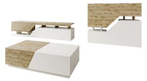Set de living Comfivo Daldune II, Alb, Stejar Wotan, PAL laminat