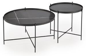 Set de măsuțe de cafea Houston 1806, Marmură neagră, Negru, Metal, 40cm, 12 kg