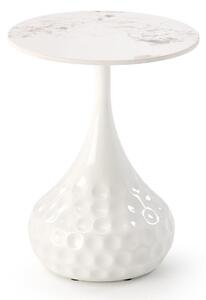 Măsuță laterală Houston 1807, Marmură albă, Alb, Metal, 52cm, 8 kg
