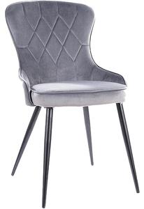 Scaun Lotus, gri/negru, stofa catifelata/metal, 52x45x91 cm