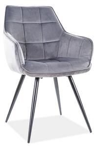Scaun Lilia, gri/negru, stofa catifelata/metal, 59x45x90 cm