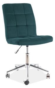 Scaun de birou Q-020, verde/crom, stofa catifelata/metal/plastic, 51x4