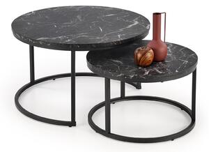 Set de măsuțe de cafea Houston 1832, Marmură neagră, Negru, Metal, 47cm, 18 kg