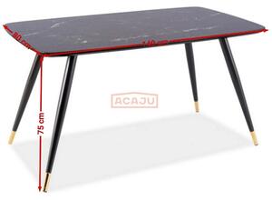 Masa CYRYL, negru cu efect de marmura, 140x80x75 cm