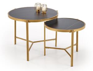 Set de măsuțe de cafea Houston 1867, Auriu, Marmură neagră, Metal, 63cm, 16.6 kg