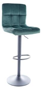 Scaun bar C105, verde/negru, stofa catifelata/metal, 42x39x96/117 cm