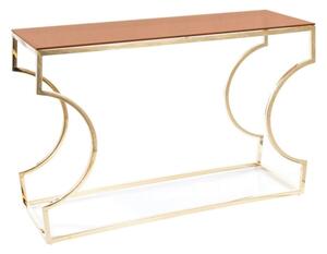 Consola KENZO C, chihlimbar/auriu, sticla securizata/metal, 120x40x78