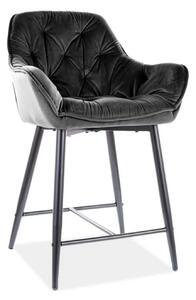 Scaun bar CHERRY H-2, negru - Bluvel 19, stofa catifelata/metal, 56x40