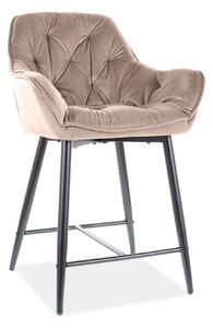 Scaun bar CHERRY H-2, bej - Bluvel 28/negru mat, stofa catifelata/meta