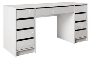 Birou Comfivo Terros II, Alb lucios, Alb, PAL laminat, 76x154x55cm, 49.5 kg