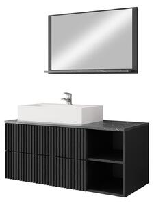 Set baie Nauta, Marmură neagră, Negru, MDF, PAL laminat