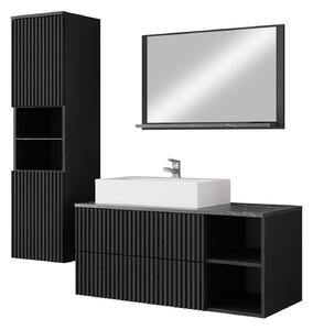 Set baie Nauta I, Negru, Marmură neagră, MDF, PAL laminat