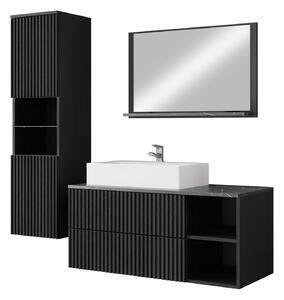 Set baie Nauta I, Marmură neagră, Negru, MDF, PAL laminat
