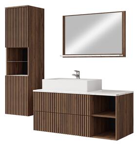 Set baie Nauta I, Marmură albă, Nuc, MDF, PAL laminat
