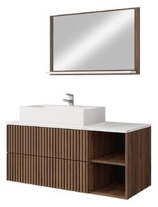 Set baie Nauta, Marmură albă, Nuc, MDF, PAL laminat