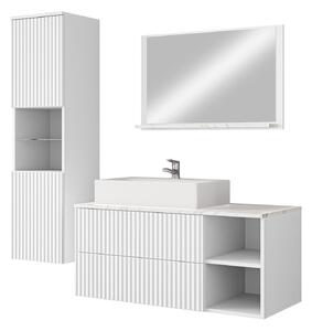 Set baie Nauta I, Marmură albă, Alb, MDF, PAL laminat